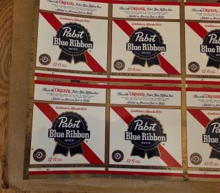 Pabst Blue Ribbon Beer Uncut Can Steel Sheet Early 70s PBR Hipster RARE Craft 2