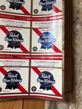 Pabst Blue Ribbon Beer Uncut Can Steel Sheet Early 70s PBR Hipster RARE Craft 3