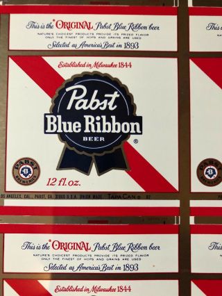 Pabst Blue Ribbon Beer Uncut Can Steel Sheet Early 70s PBR Hipster RARE Craft 6