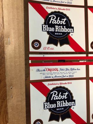 Pabst Blue Ribbon Beer Uncut Can Steel Sheet Early 70s PBR Hipster RARE Craft 7