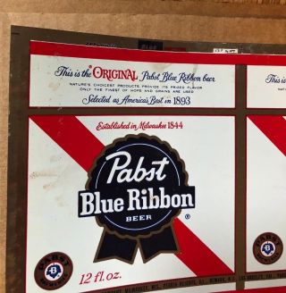 Pabst Blue Ribbon Beer Uncut Can Steel Sheet Early 70s PBR Hipster RARE Craft 8