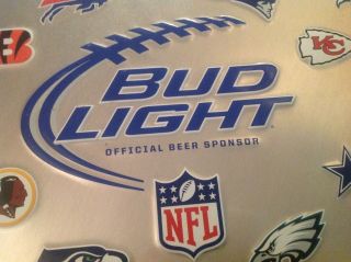 Bud Light Budweiser NFL Football Embossed Metal Beer Sign Huge 46 x 26 