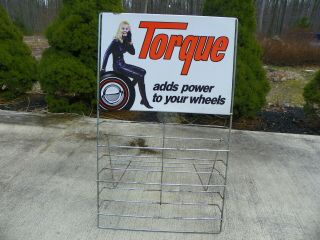 TORQUE AUTOMOTIVE PRODUCTS RACK WITH REDLINE TIRE AND PIN UP GIRL SIGN 2
