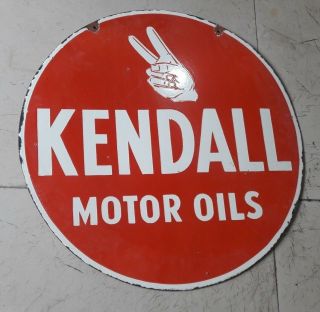 Porcelain Kendall Motor Oils Sign Size 24 " Round Double Sided