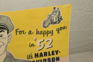 SCARCE 1952 HARLEY DAVIDSON MOTORCYCLE DEALERSHIP DISPLAY SIGN MAN WOMEN BIKE 4