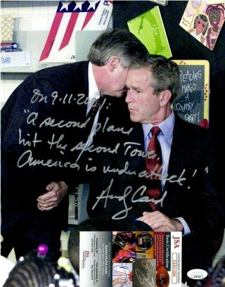 2 Andy Card Signed 11x14 Photos 9/11 Quote Andrew George W Bush