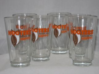 Hooters Makes You Happy Pint Beer Glass (set Of 6)