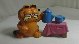 Vintage Sleepy Garfield Morning Cup Of Coffee Figure Bully Hand Painted 2 "