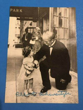 Albert Schweitzer (nobel Peace Prize 1952) Signed Photograph Front And Back