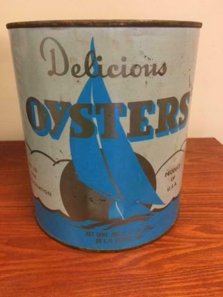 Rice Oyster Co.  Freshly Shucked Oyster Tin Can 1 Gallon Farnham Va 229 (no Lid)
