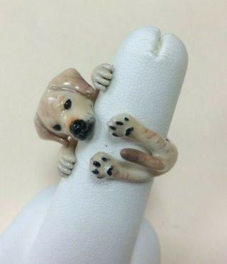 Dog Fever Sterling Silver Enamel Labrador Retriever Dog Hug Ring Size Medium
