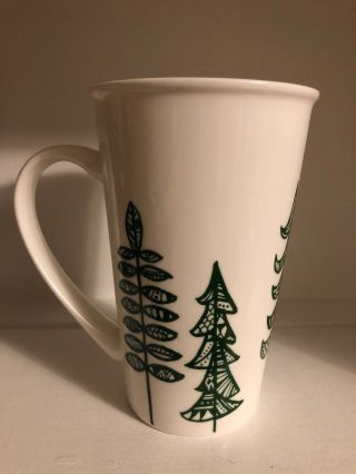 Starbucks 2015 Green Trees Ferns Tall Large Coffee Cup Mug 17 Oz Christmas