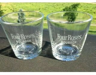 Set Of 2,  Four Roses Bourbon Whiskey,  Tapered,  Embossed Roses,  Rocks Glasses