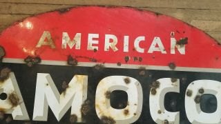 Large Amoco American Gas Station Sign Double Sided Porcelain 60 