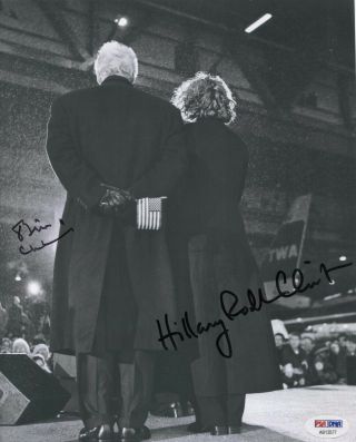 President Bill Clinton Hillary Rodham Clinton Signed 8x10 Auto Autograph Psa/dna
