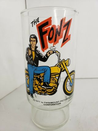 The Fonz Drinking Glass Dr Pepper Happy Days Collector Series 1977 Vintage Cup