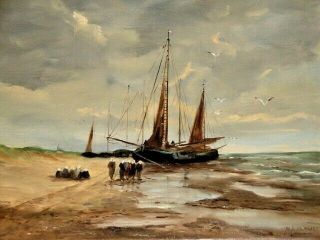 Old Seascape Fine Quality Sailboat Oil Painting Signed " M.  Seporenap 