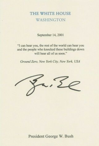 George W Bush Hand Signed Autographed Souvenir 9/11 Letter - Jsa Certified