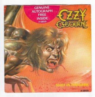 Ozzy Osbourne 1986 Shot In The Dark 45 Record & Signed Autograph Card /5000 Auto