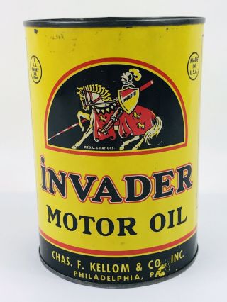 Invader Motor Oil 1 Quart Can Knight Gas & Oil Advertising 24
