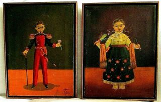 Agapito Labios Portraits Of Girl And Boy Mexican Painting