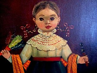 AGAPITO LABIOS PORTRAITS OF GIRL AND BOY MEXICAN PAINTING 7