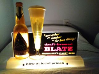 Blatz Beer Plastic Bubbler Lighted Sign Milwaukee Wisconsin Wi 1957