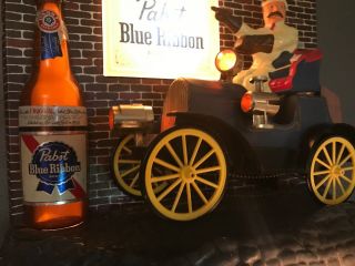 Vintage 1960 Pabst Blue Ribbon Beer Jalopy Car Lighted Motion Beer Sign RARE 3