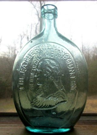 Antique Civil War Washington General Taylor Dyottville Glass Bottle Flask