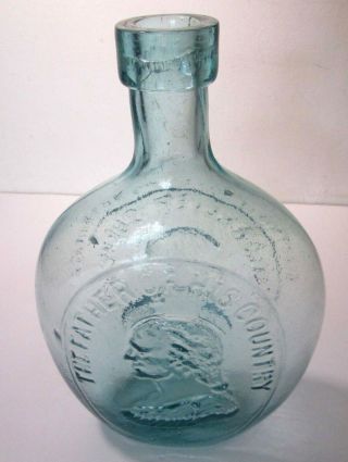 Antique Civil War Washington General Taylor Dyottville Glass Bottle Flask 4