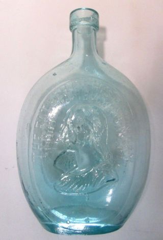 Antique Civil War Washington General Taylor Dyottville Glass Bottle Flask 5