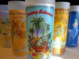 Tommy Bahama Drinking Bar Glasses Set Of 6