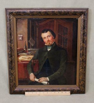 Antique 19thc Wilhelm Schumann O/c Portrait Oil Painting,  Architect Engineer