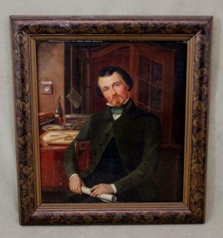 Antique 19thC WILHELM SCHUMANN O/C Portrait Oil Painting,  Architect Engineer 2