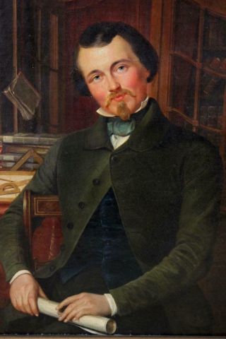 Antique 19thC WILHELM SCHUMANN O/C Portrait Oil Painting,  Architect Engineer 3
