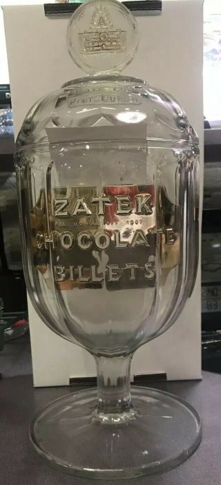 Zatek Chocolate Billets Pittsburgh Pennsylvania 1907 Patent Glass Jar Container