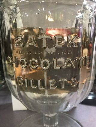 Zatek Chocolate Billets Pittsburgh Pennsylvania 1907 Patent Glass Jar Container 3
