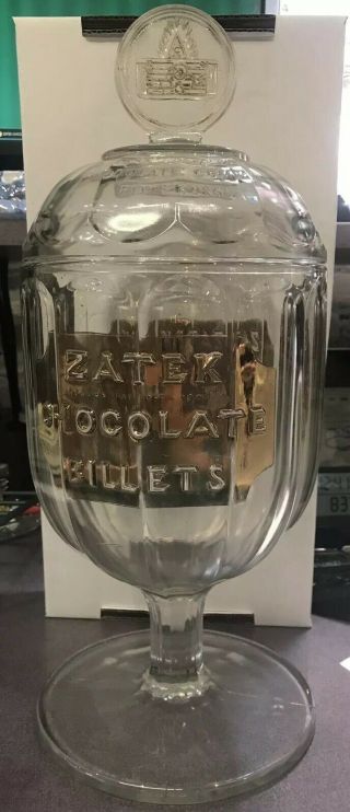 Zatek Chocolate Billets Pittsburgh Pennsylvania 1907 Patent Glass Jar Container 4