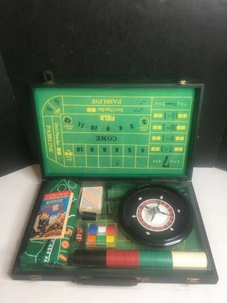 Vintage Portable Gambling Suitcase Baccarat Craps Poker