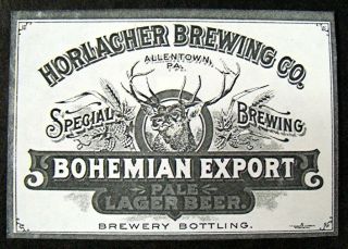 HORLACHER Pre Prohibition 9 Months Old Beer Label Allentown Pennsylvania 1910 3