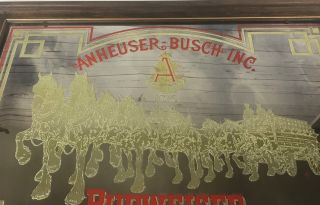 Budweiser Clydesdale Horses King of Beer Bar Mirror Sign Gold Large 27 