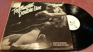 Ted Nugent Double Live Gonzo 2lp White Label Promo Edited Version Diff Black Cvr