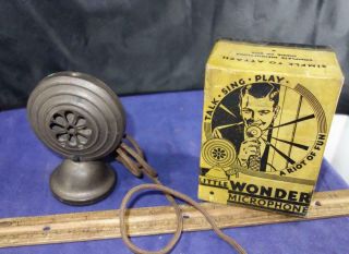 Vintage Little Wonder Microphone W/ Box Talk Sing Play