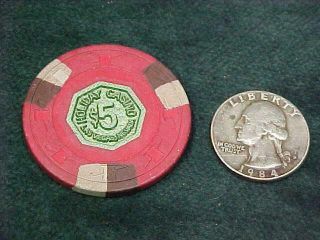 Vintage $5 Dollar Holiday Casino Poker Chip Las Vegas Octagon Metal 1970 