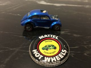 Vintage Mattel Hot Wheels Redline 1967 Custom Volkswagen Blue Hk Button