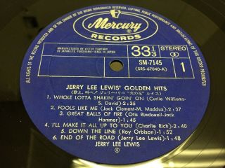 Jerry Lee Lewis THE GOLDEN HITS Japan LP w/OBI \ 3