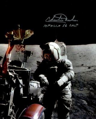 Apollo 16 Moonwalker Charlie Duke Autographed Lunar Eva Photograph