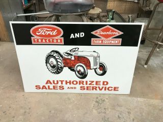 " Ford Tractor Authorized Sales & Service " Large Embossed Metal Sign (36 " X 24 ")