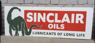 Large Sinclair Oils Dinosaur Porcelain Sign 48” X 17”