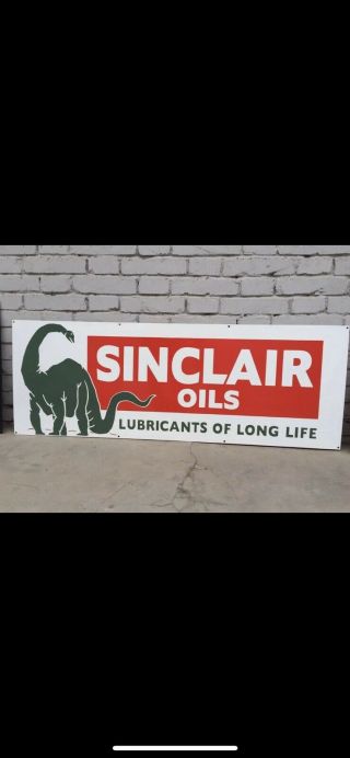 Large Sinclair Oils Dinosaur Porcelain Sign 48” X 17” 2